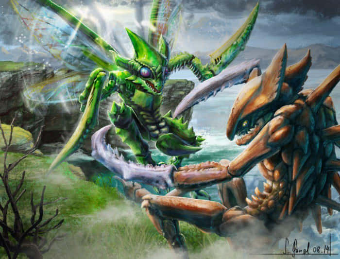 Scyther Kabutops Realistic Drawing Background