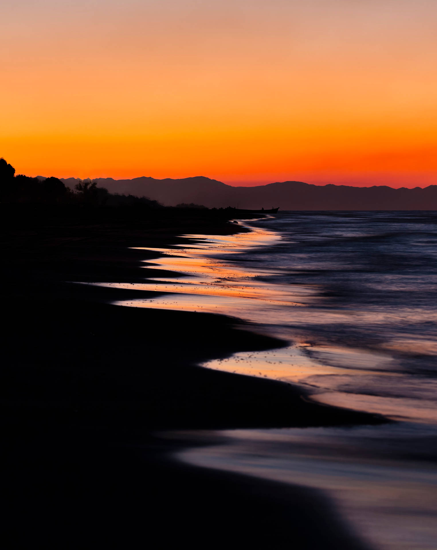 Sea Hd Orange Sunset Background