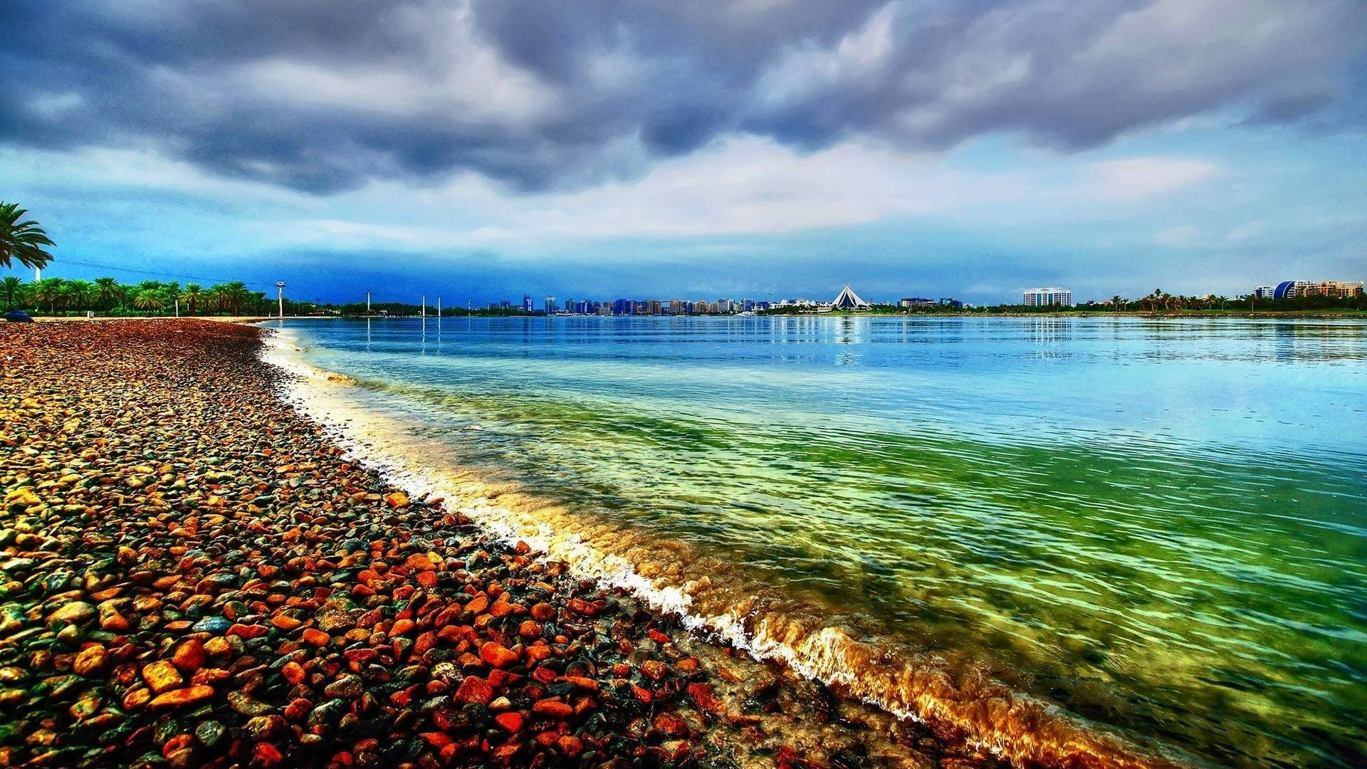 Sea Hd Pebbles Background