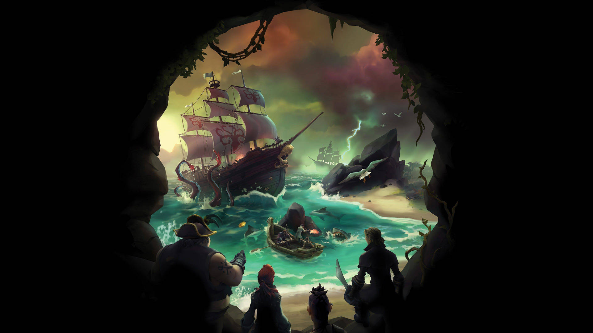 Sea Of Thieves Cove Skull Art Background