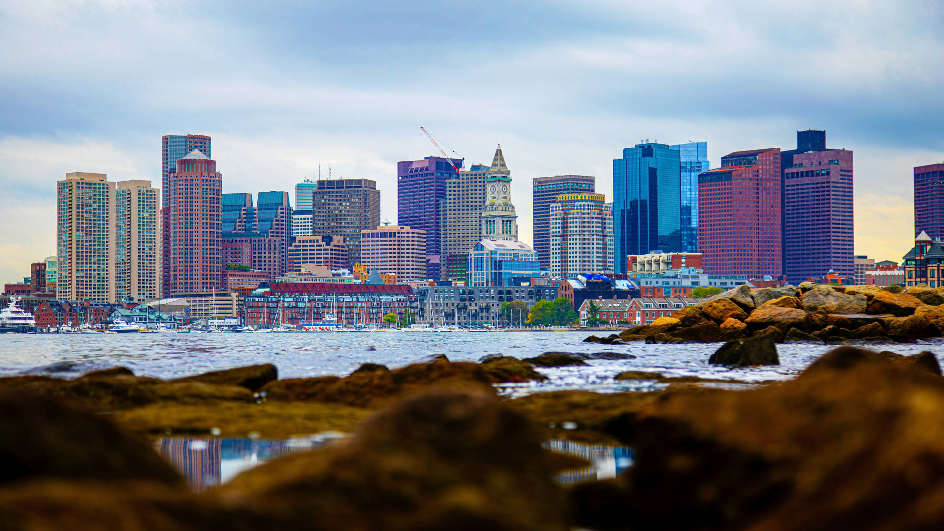 Sea Rocks At Boston Background
