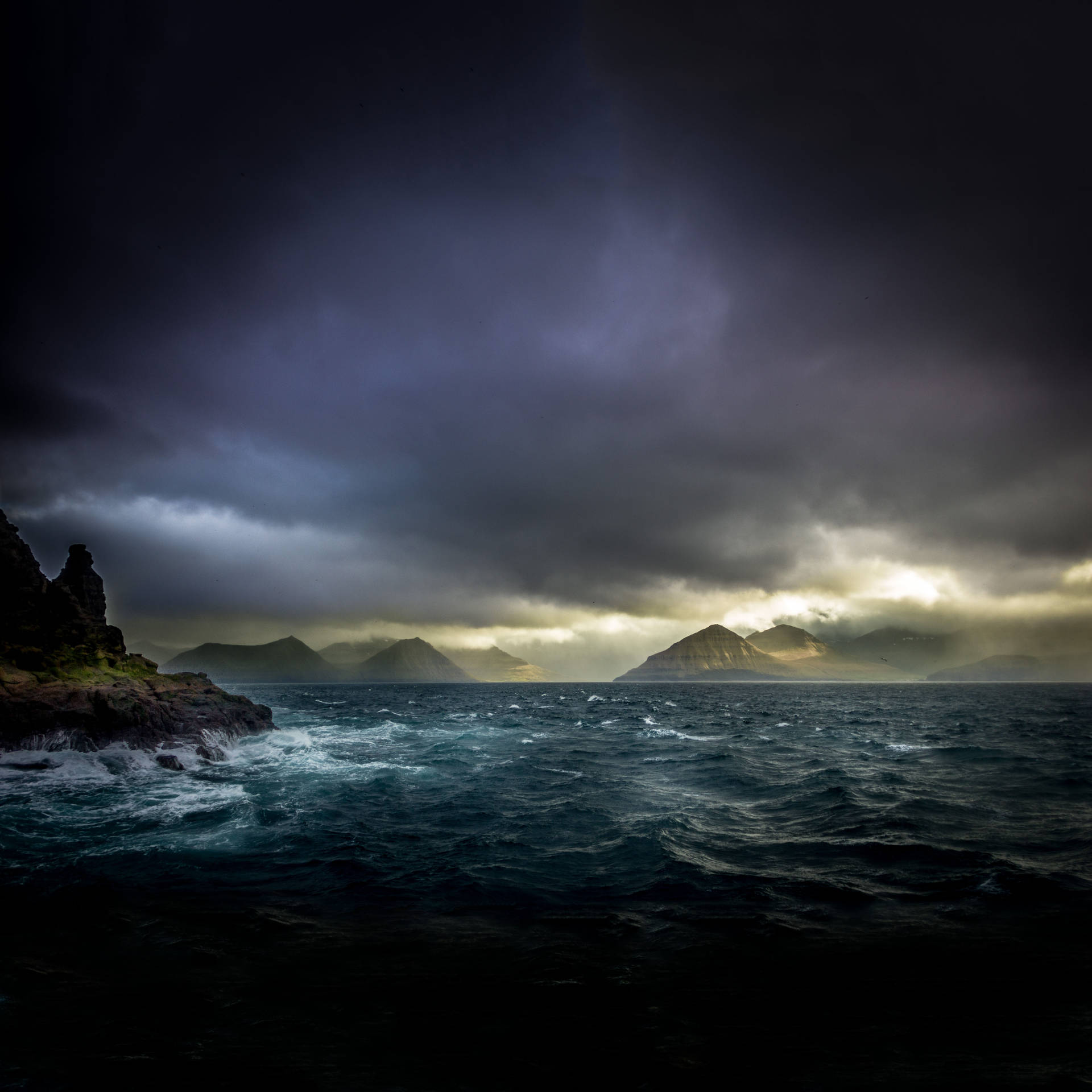 Sea Storm In Faroe Islands Background