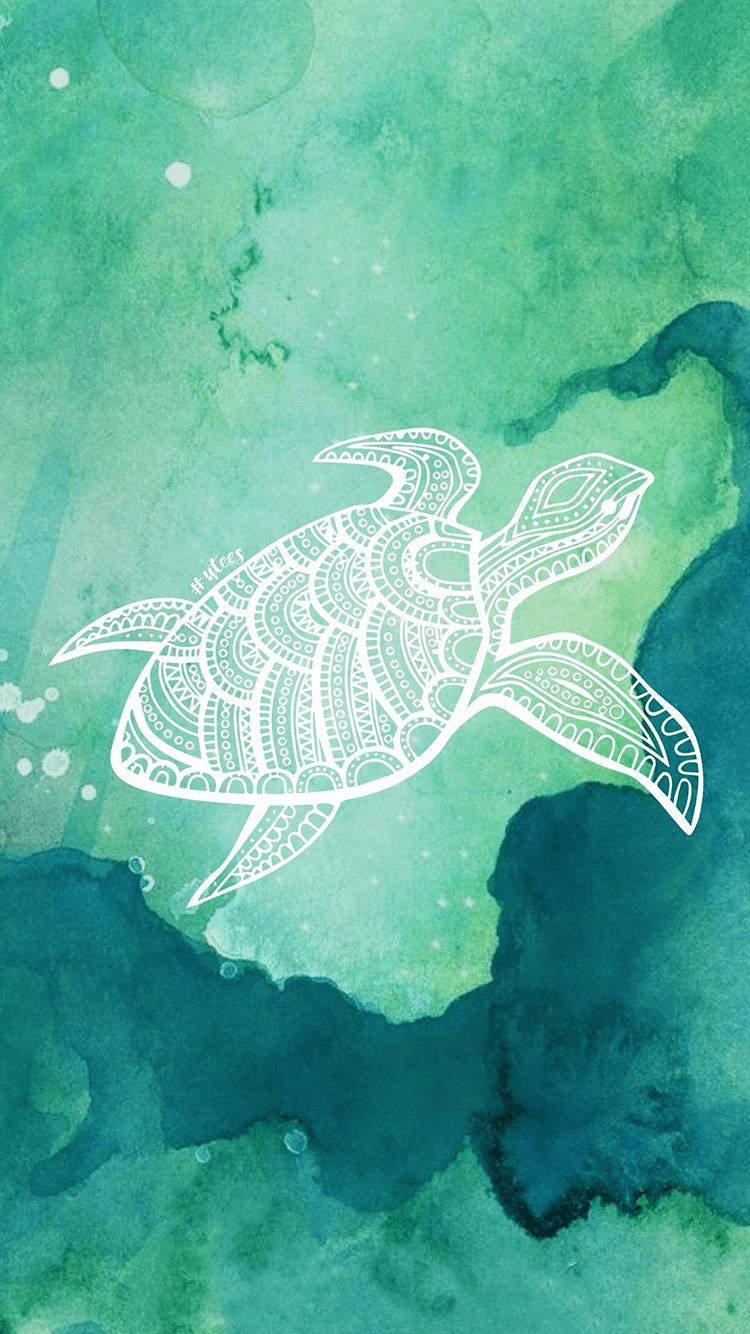 Sea Turtle Green Art Iphone Background