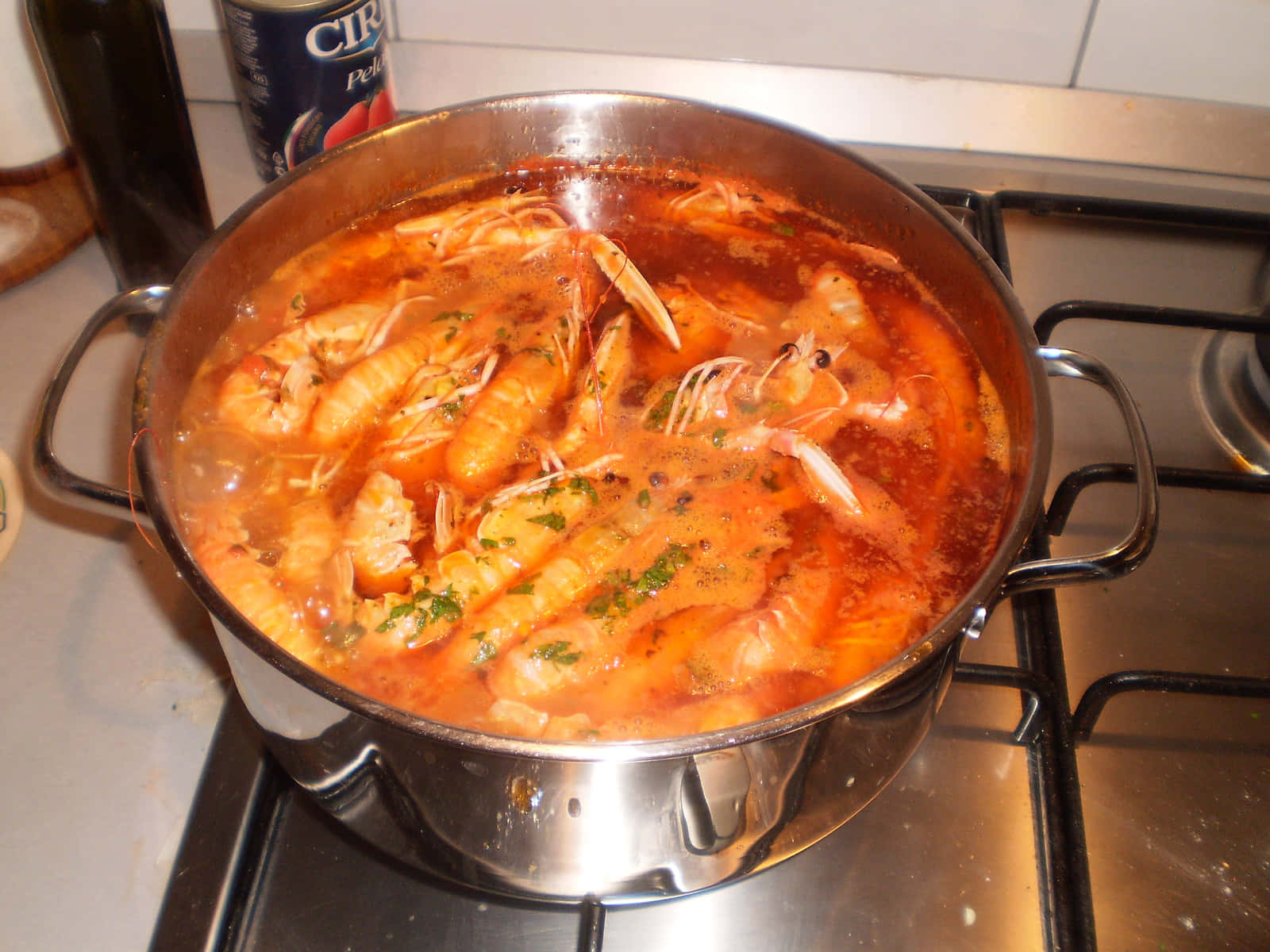 Seafood Brudet In A Pot Background