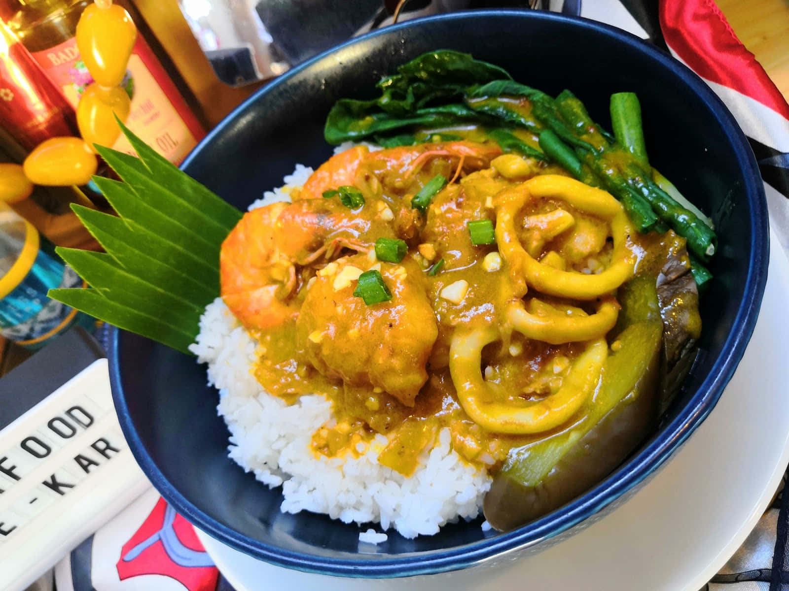 Seafood Kare-kare Rice Topping Background