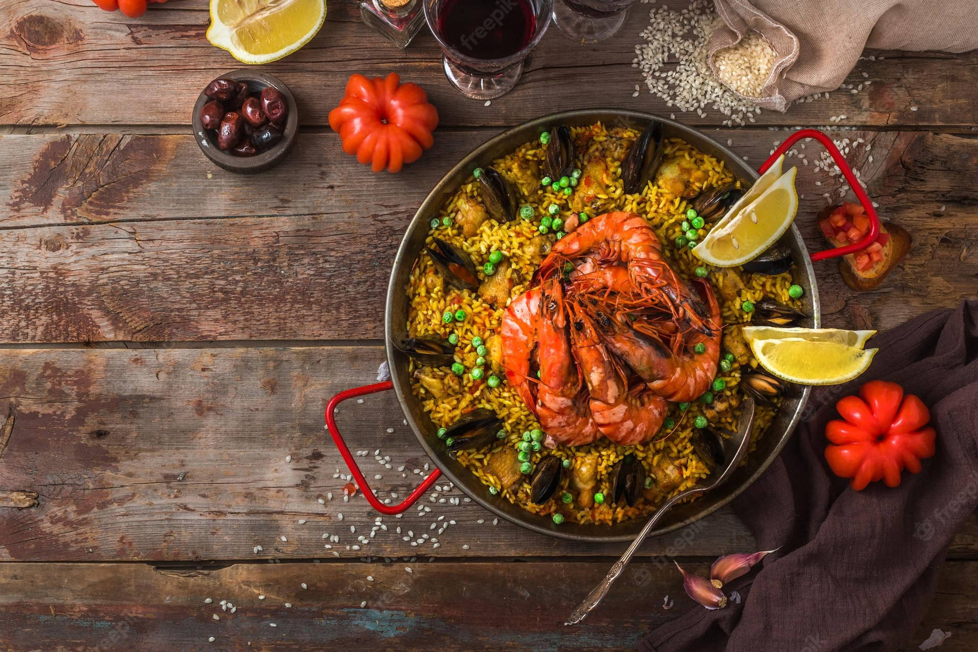 Seafood Paella Creative Plating Background