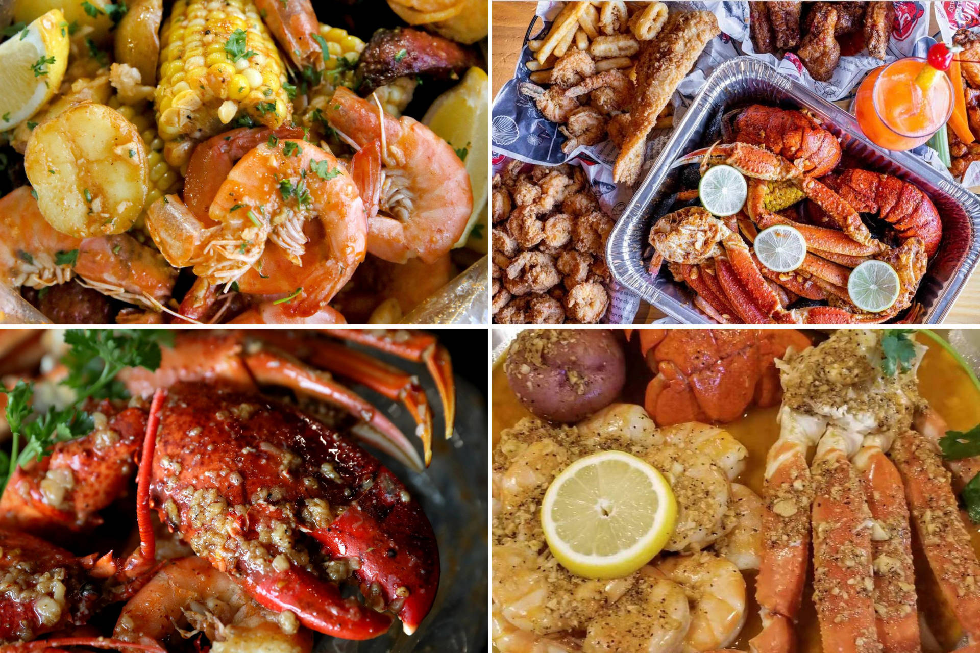 Seafood Picture Collage Background