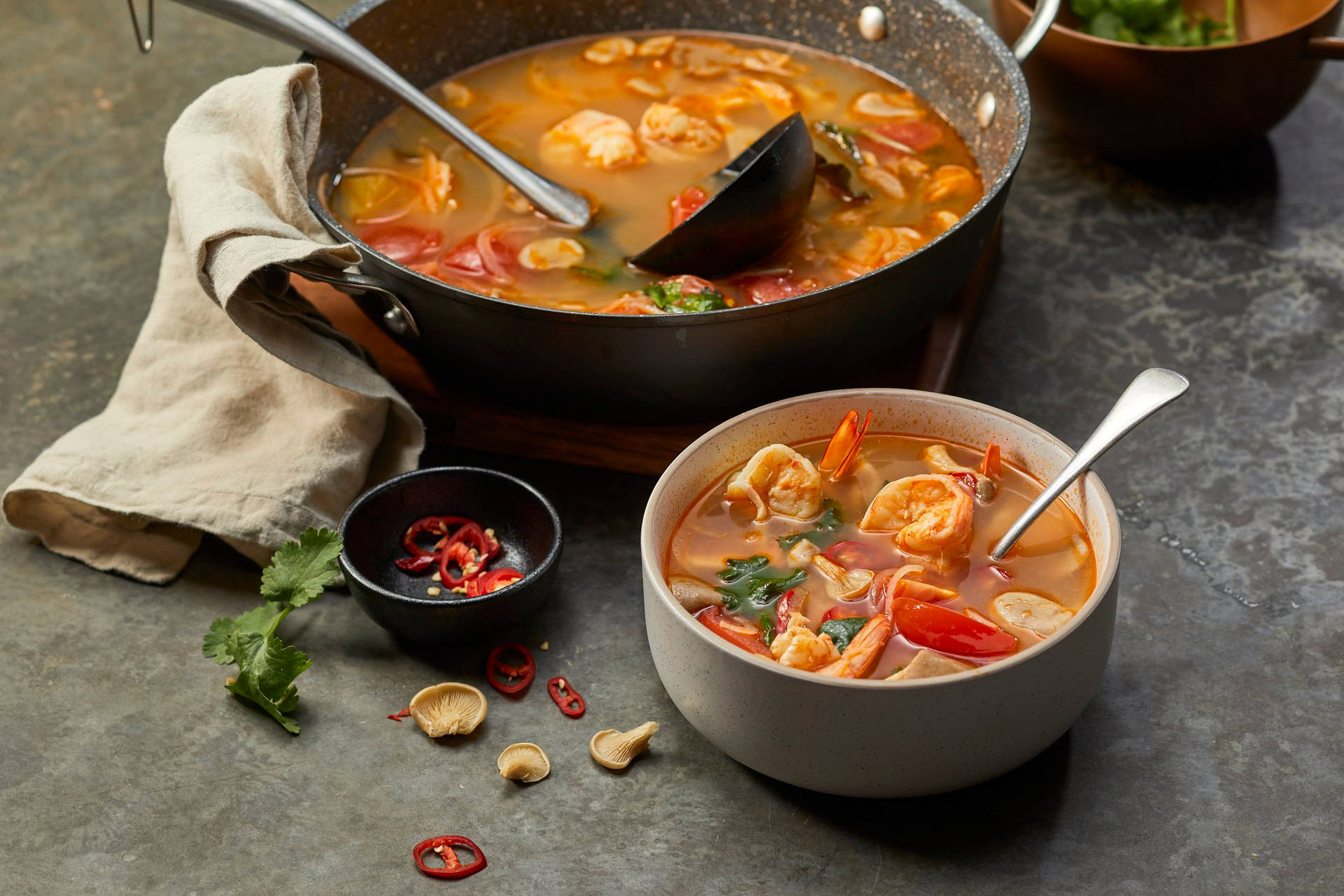 Seafood Rich Tom Yum Soup Background