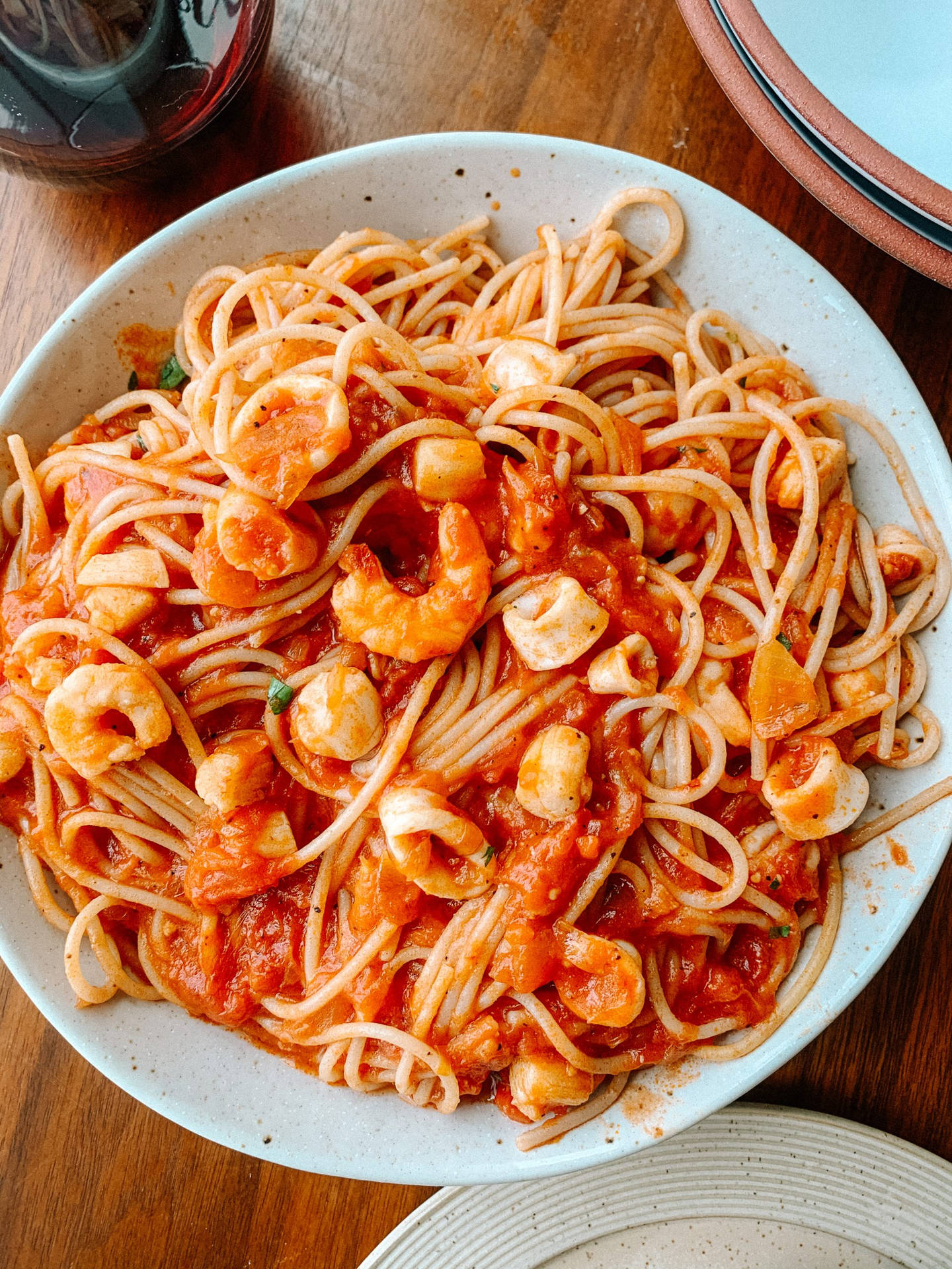 Seafood Shrimp Spaghetti Background