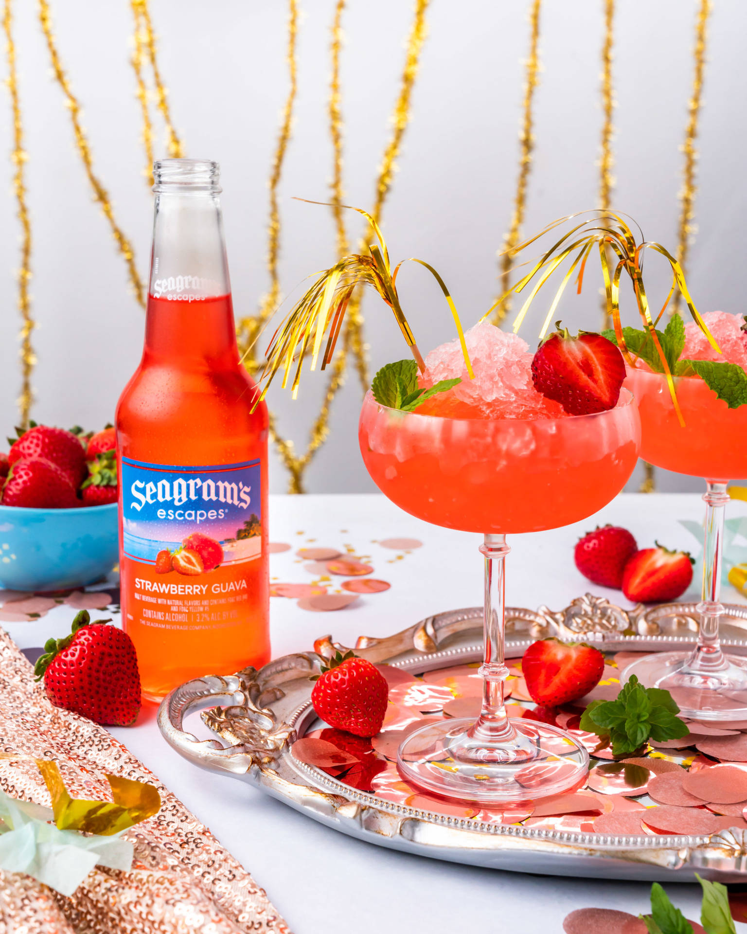 Seagrams Granite Strawberry Cocktails Background