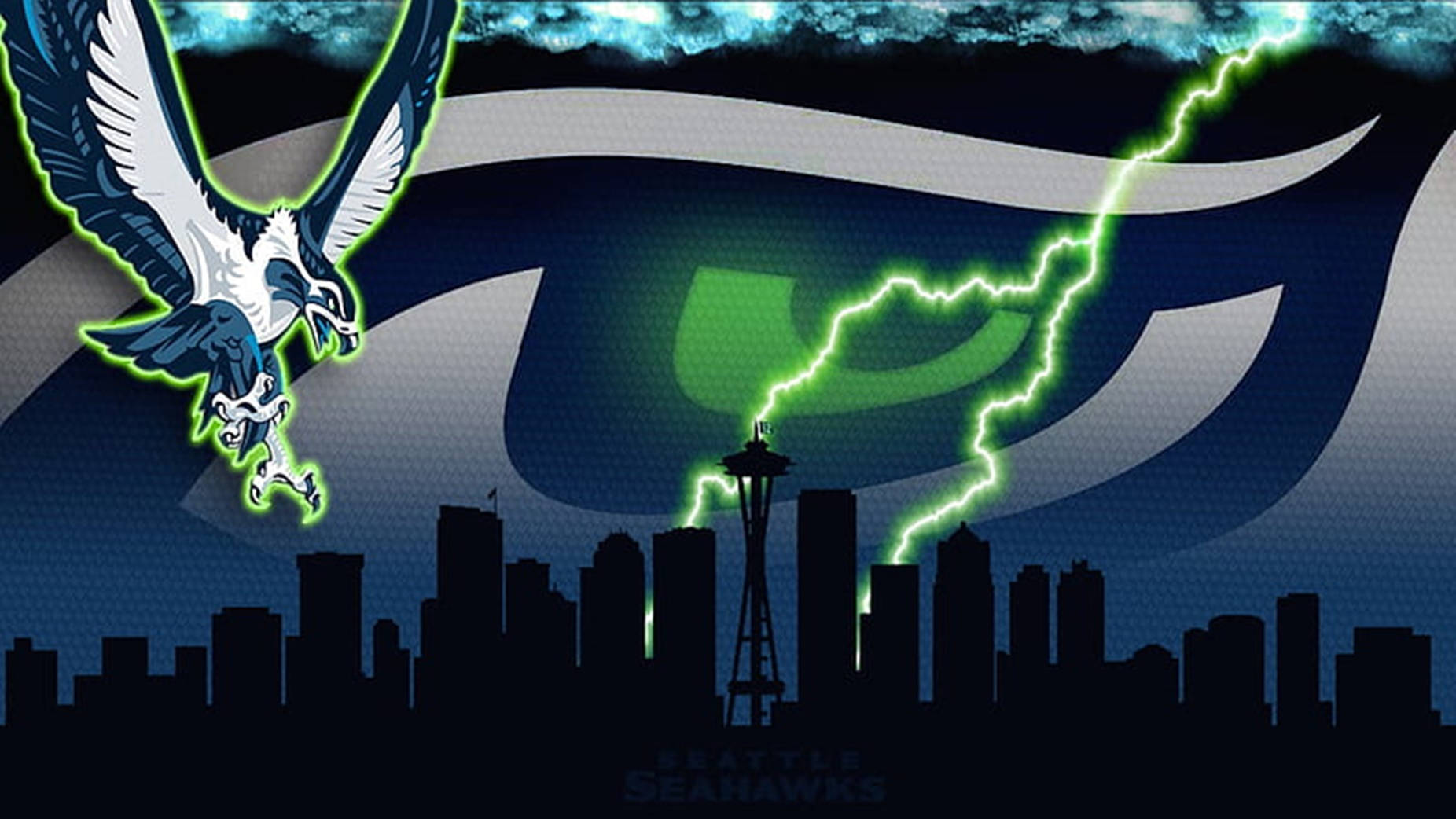 Seahawks Logo Green Thunder Background