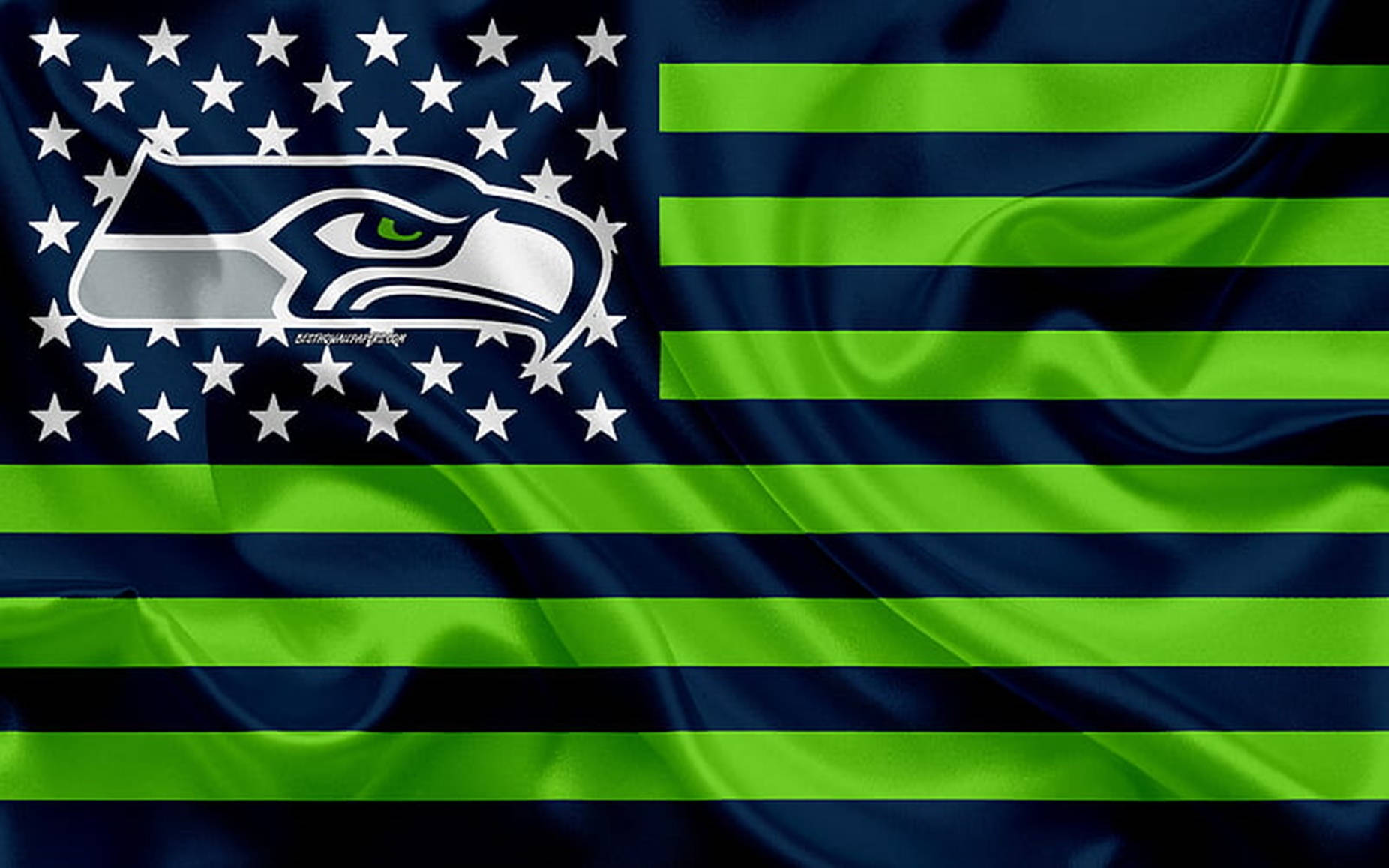 Seahawks Logo Us Green Blue Flag Background