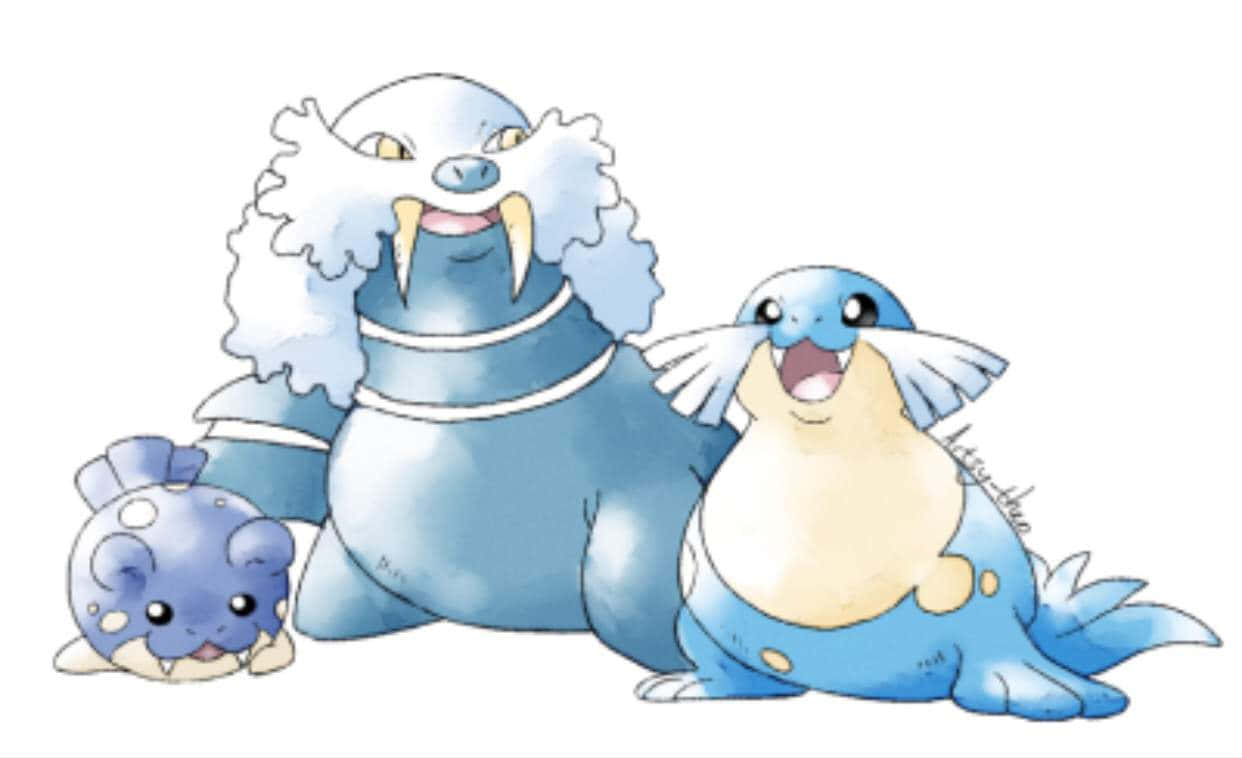 Sealeo Hanging Out With Spheal And Walrein Background