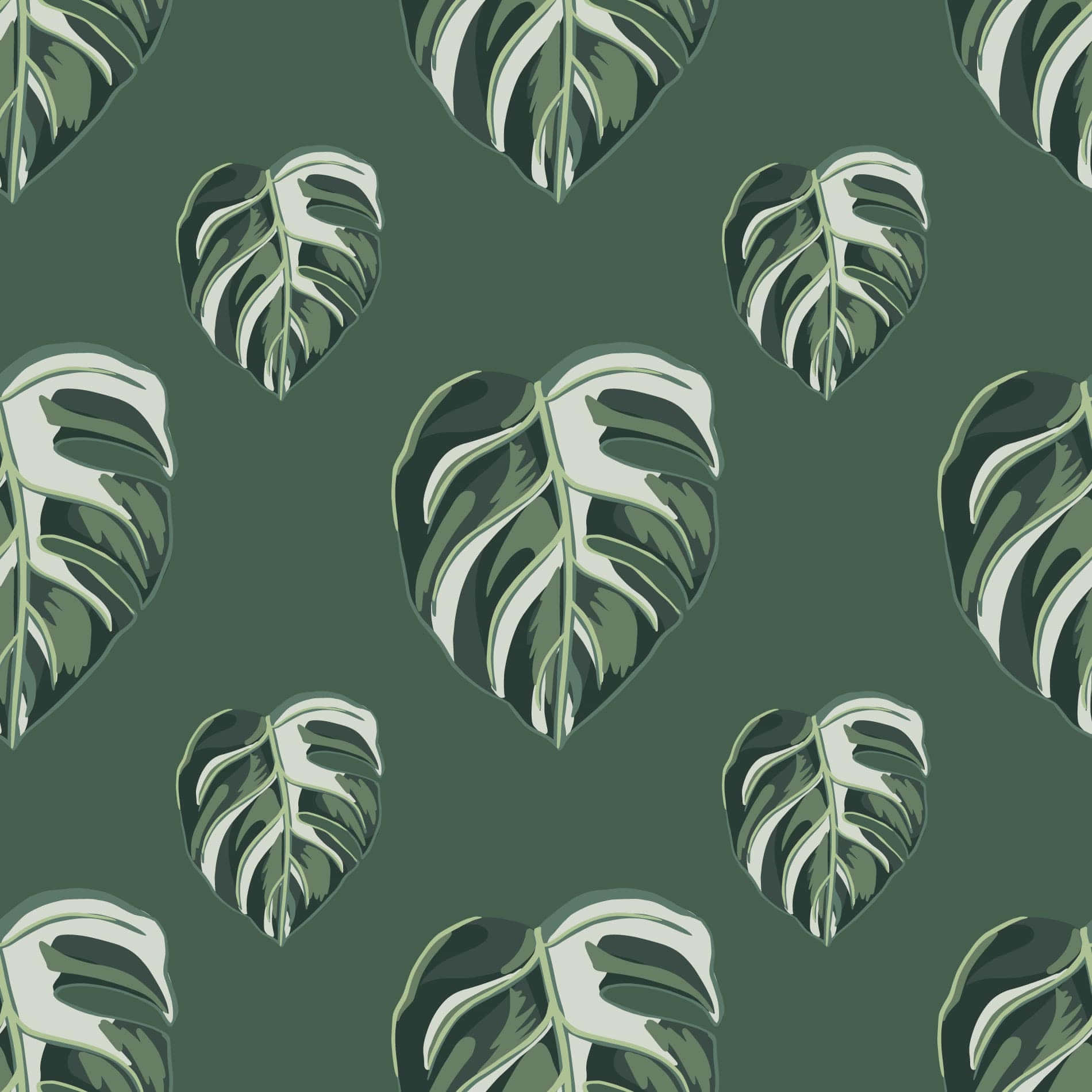 Seamless Monstera Leaves Digital Art