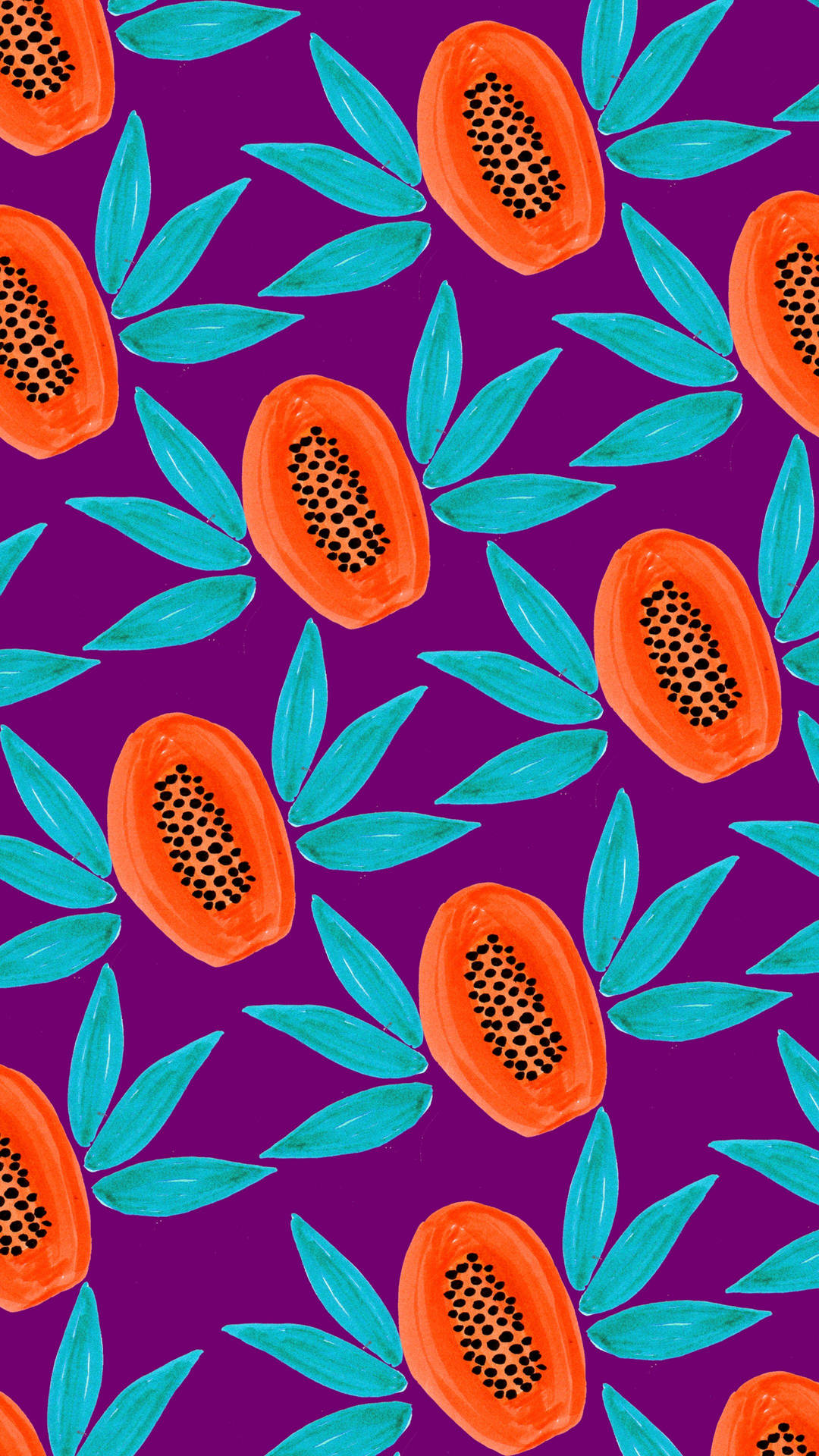 Seamless Pattern Papaya Fruits Graphic Art Background