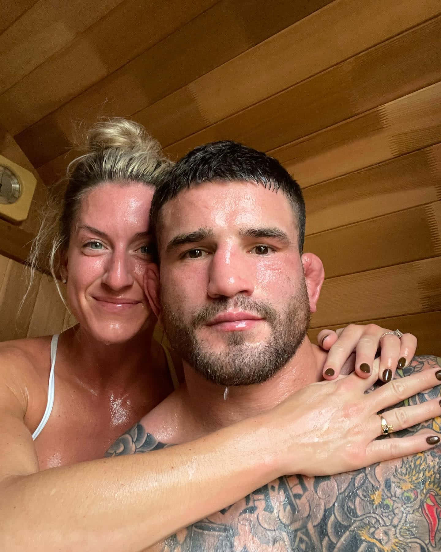 Sean Brady With Wife At Sauna Background