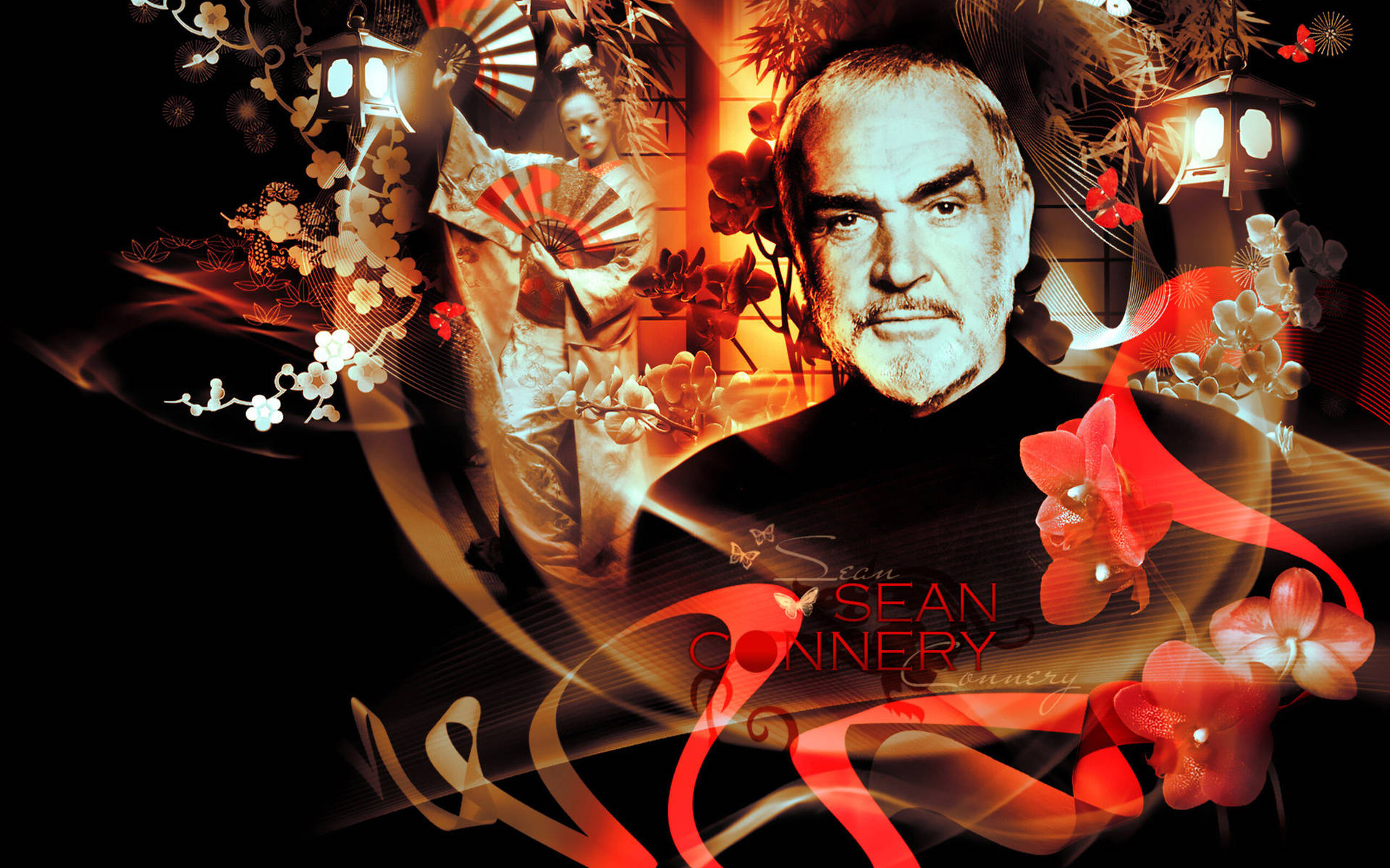 Sean Connery Floral Background Background