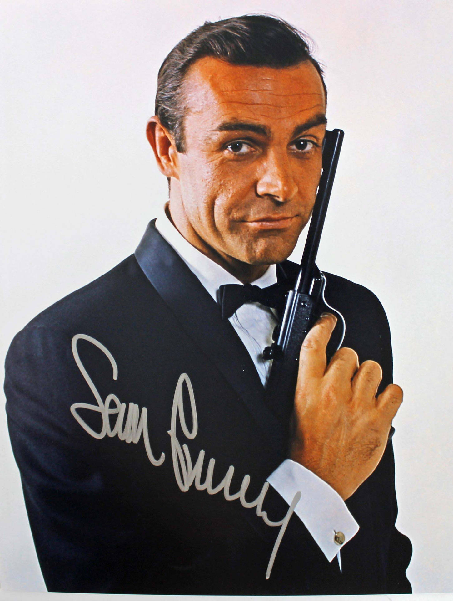 Sean Connery With Handgun Background