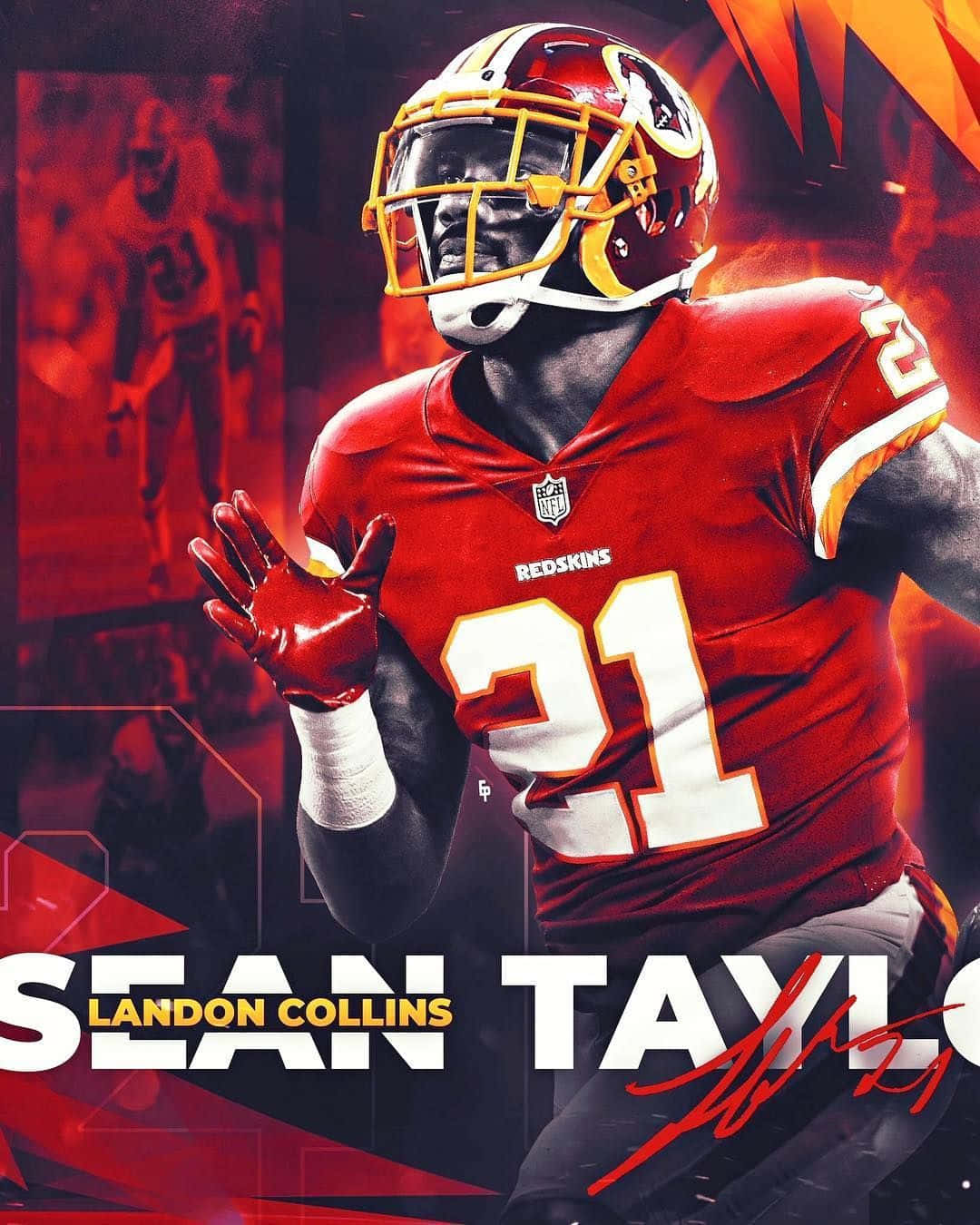 Sean Taylor Red Graphic Art Redskins Background