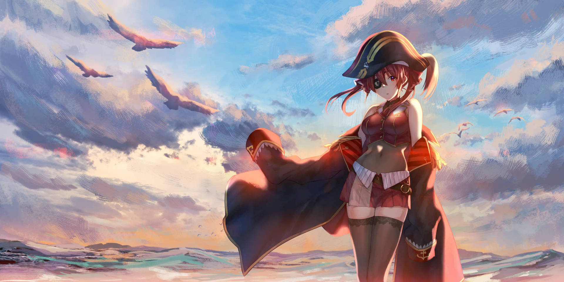 Seaside Aesthetic Anime Art Desktop Background