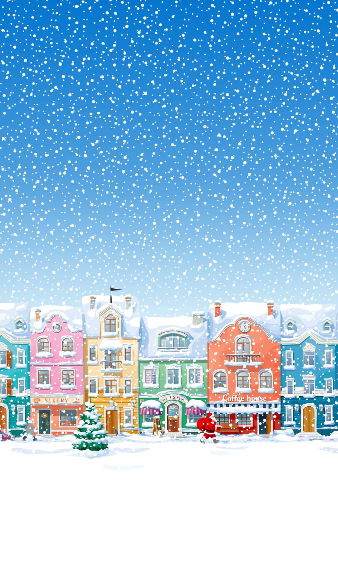 Seasonal Winter Buildings Cover Snow Cozy Background