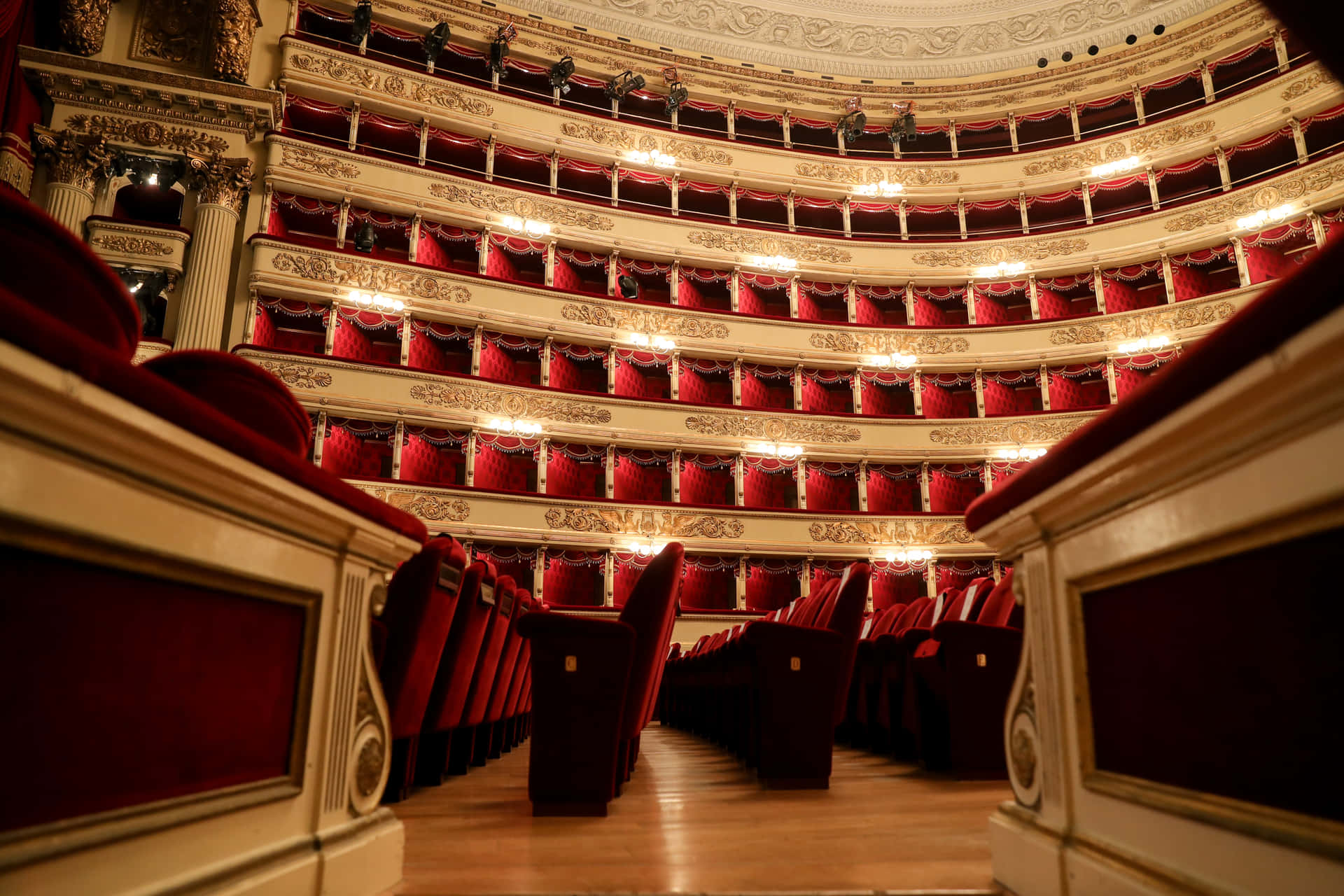 Seats Inside La Scala Opera House Background
