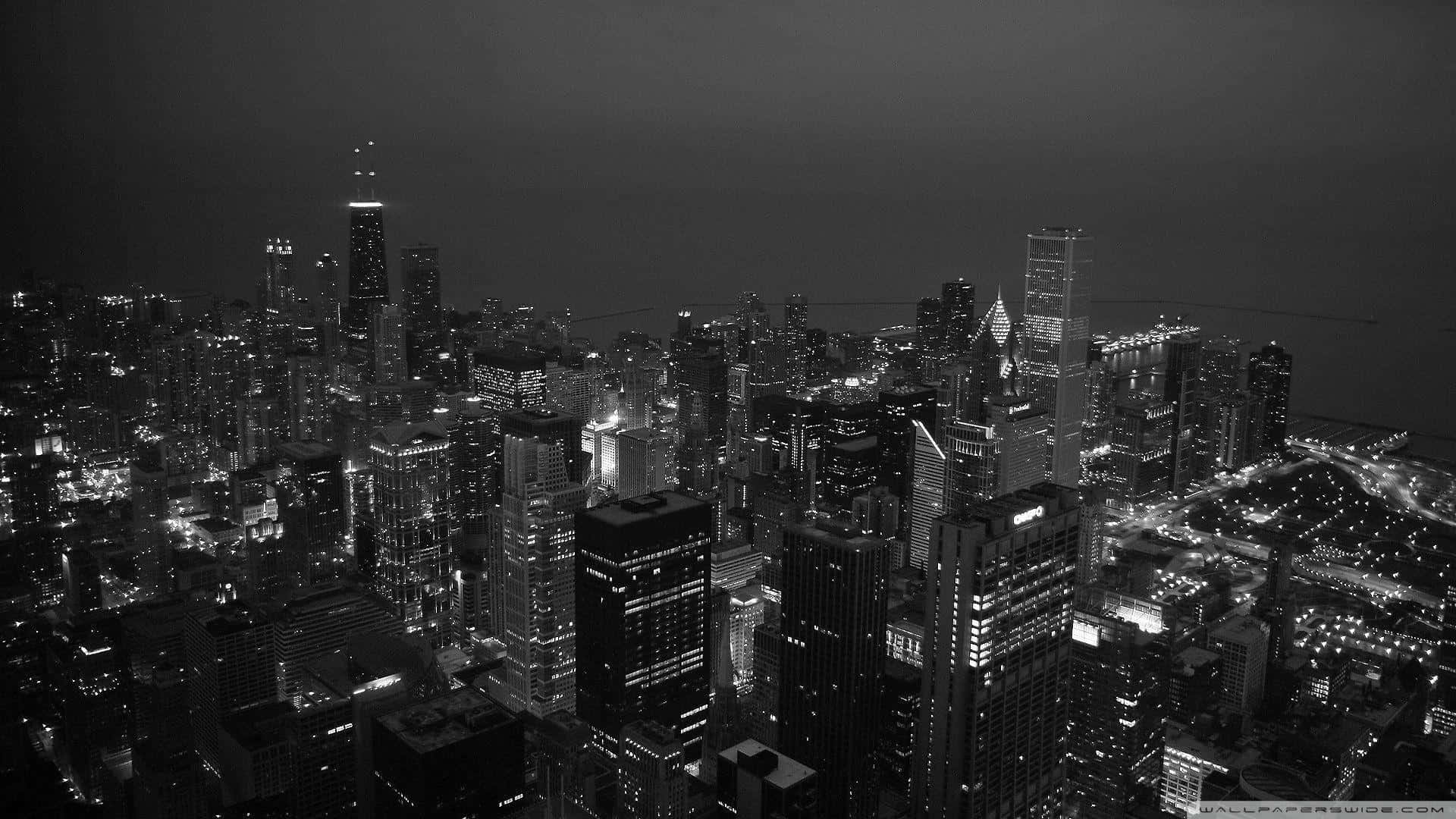 Seattle At Night Aerial Photography Background