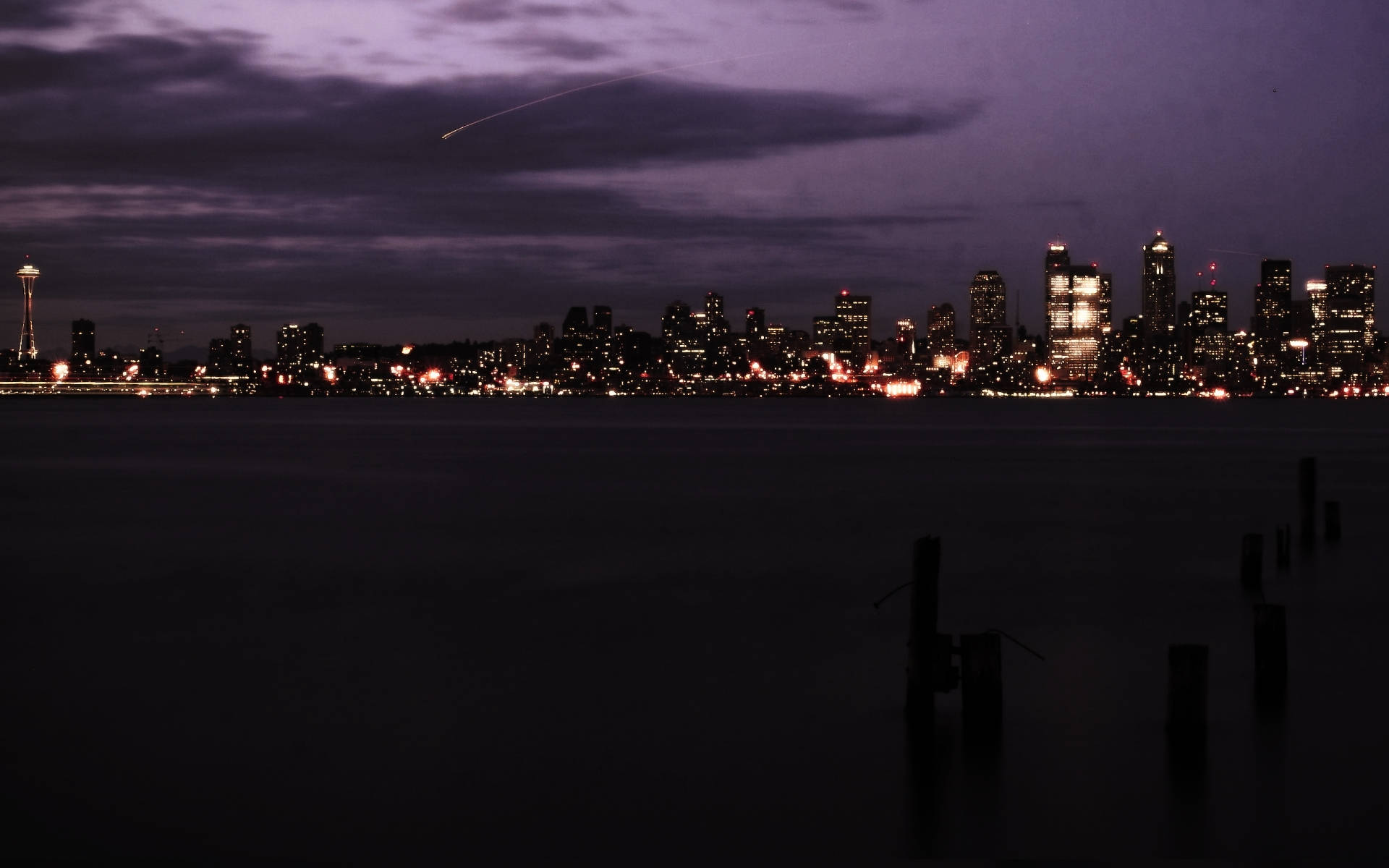 Seattle City Skyline At Night Background