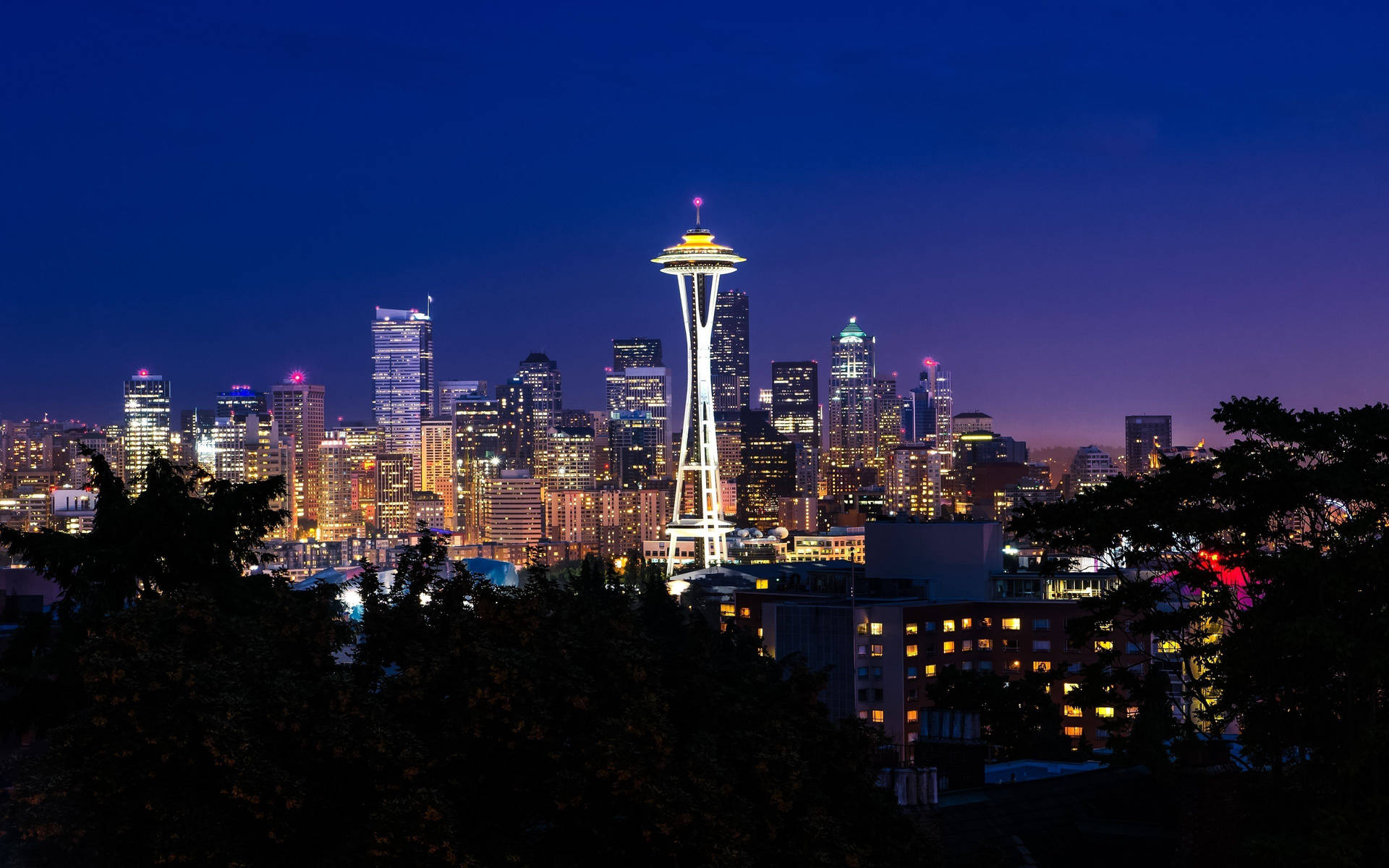 Seattle Luminous Space Needle Background