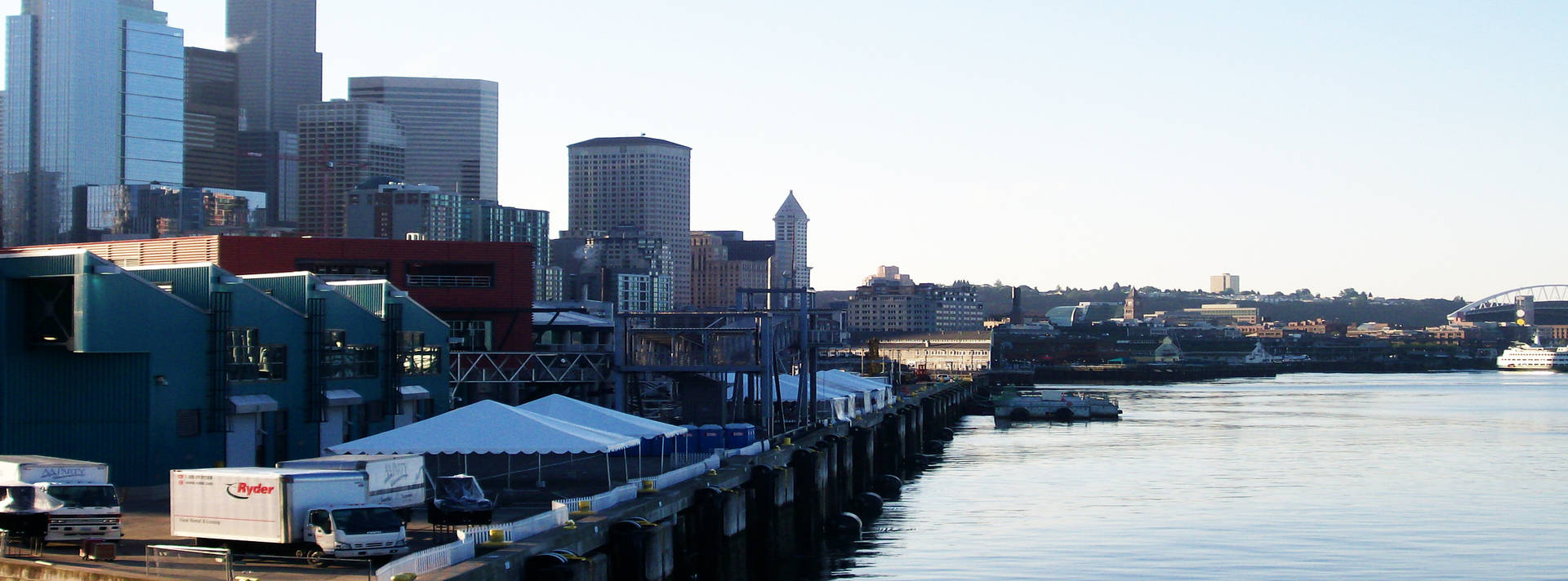 Seattle Port And Factory Building Background