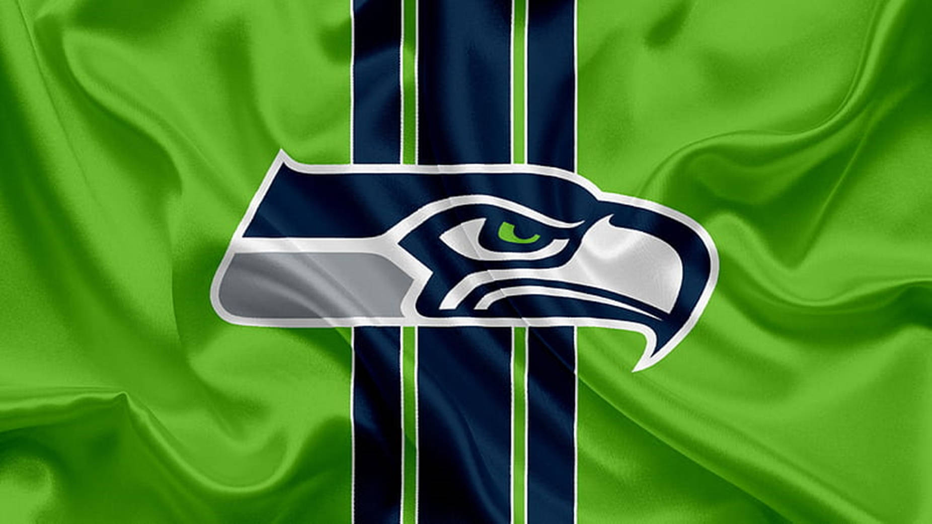 Seattle Seahawks Logo Wavy Green Flag Background