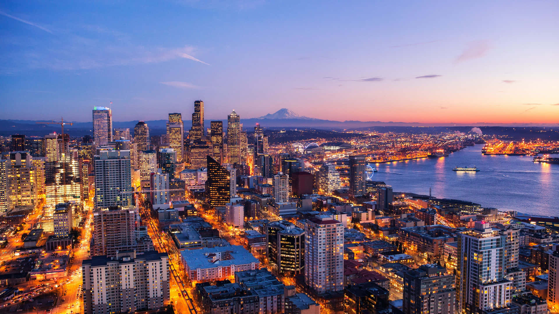 Seattle Skyline At Dusk, St. Louis, Missouri
