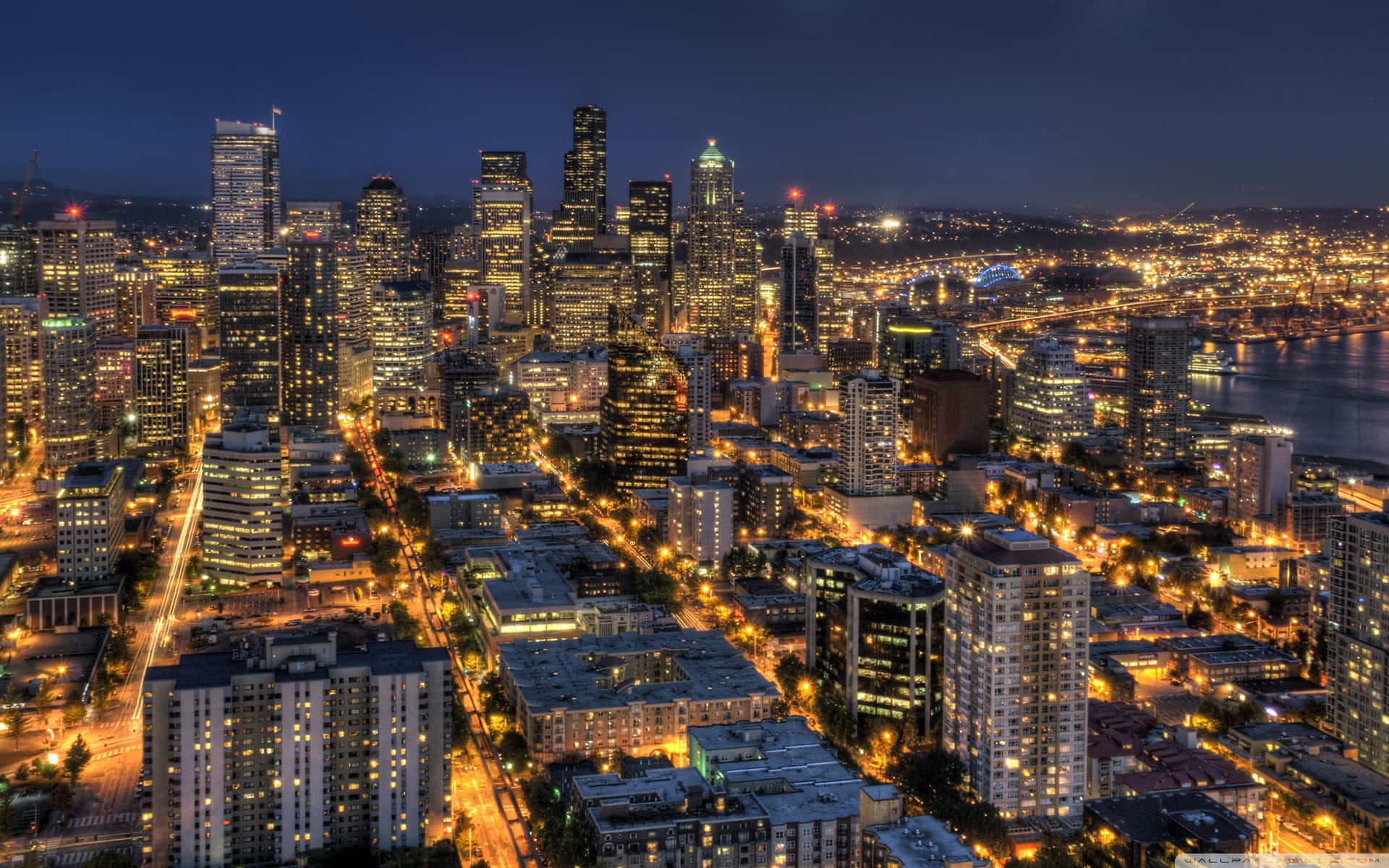 Seattle Skyline At Night Background