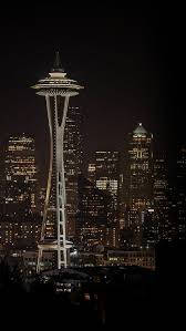 Seattle Skyline Buildings And Space Needle Washington Background