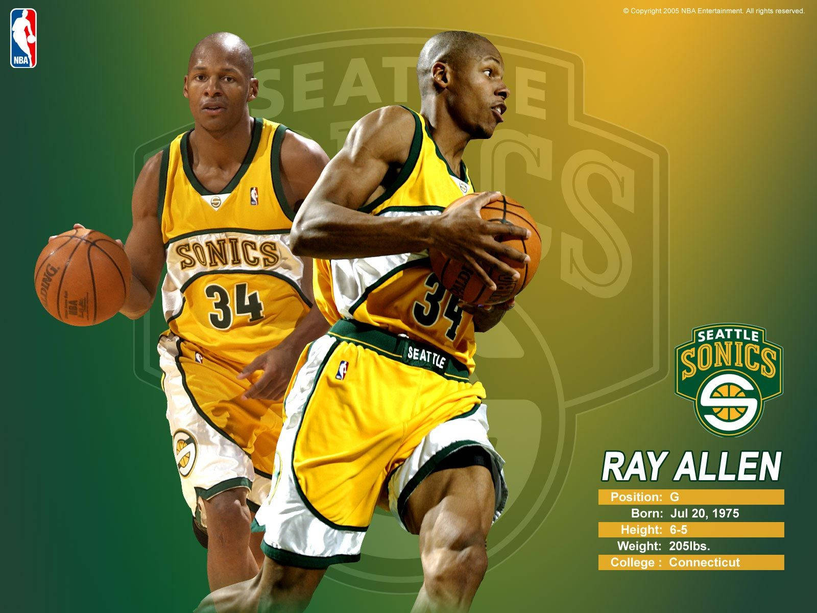 Seattle Supersonics Ray Allen Basketball Statistcs Background