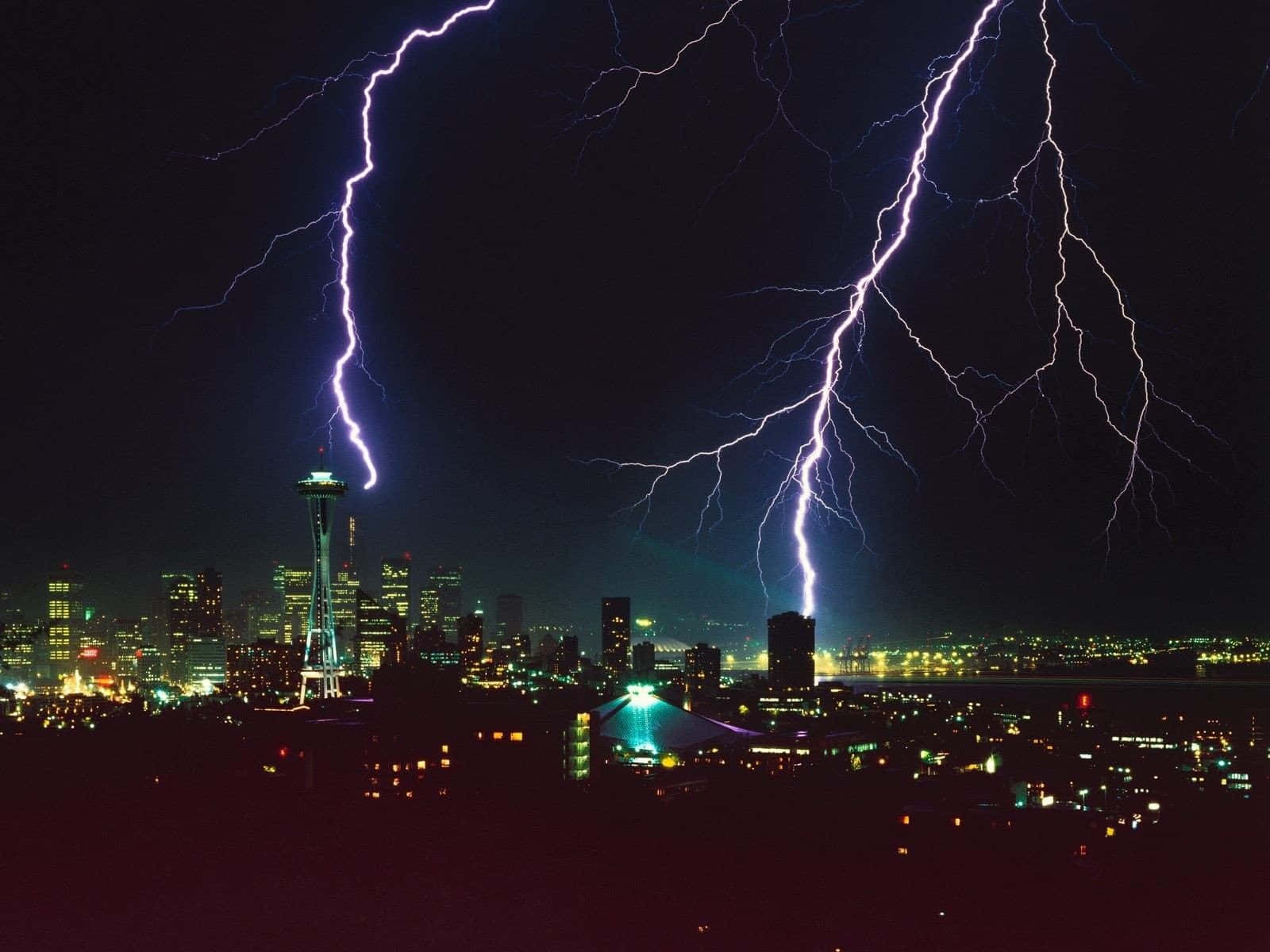 Seattle Washington Lightning Strike Background