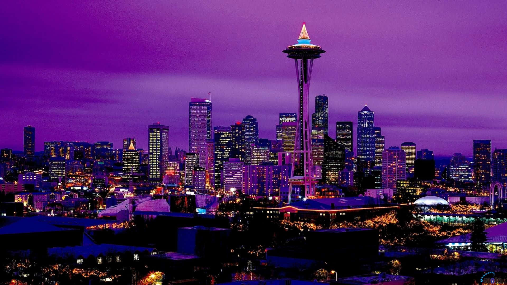 Seattle Washington Purple City Background