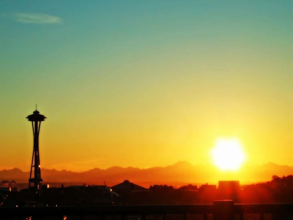 Seattle Washington Sunset Sky Background