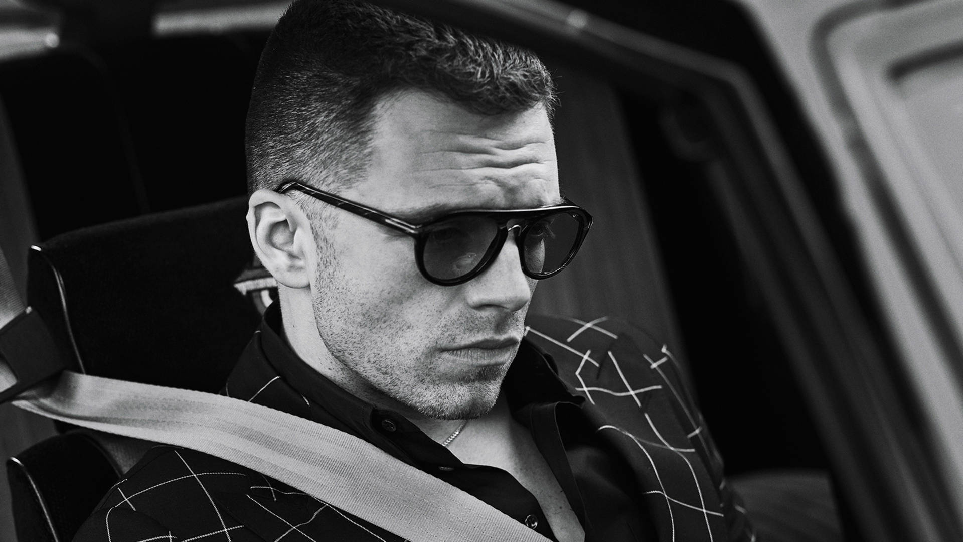 Sebastian Stan In Car Background