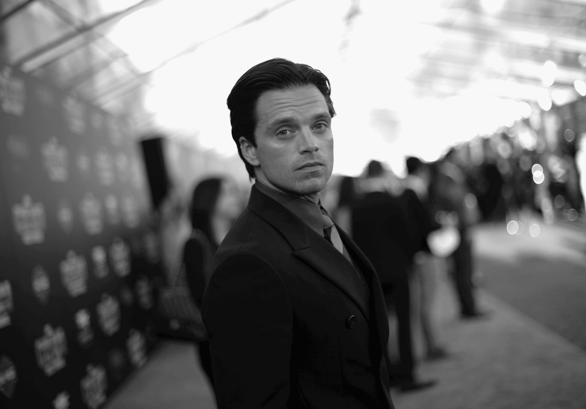 Sebastian Stan Monochrome Background