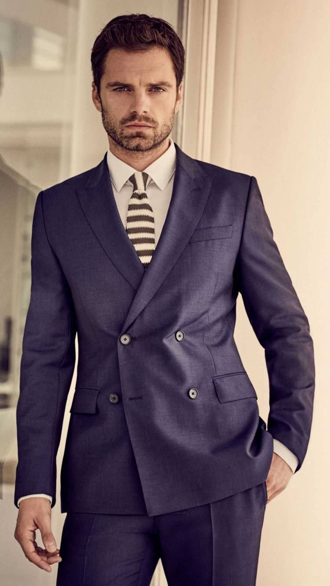 Sebastian Stan Purple Suit Background