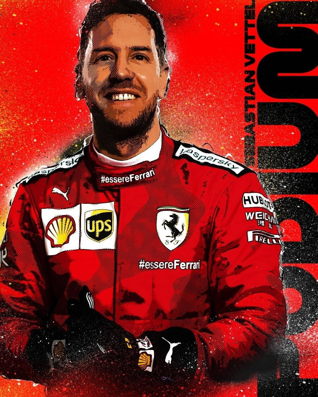Sebastian Vettel Red Edit Background