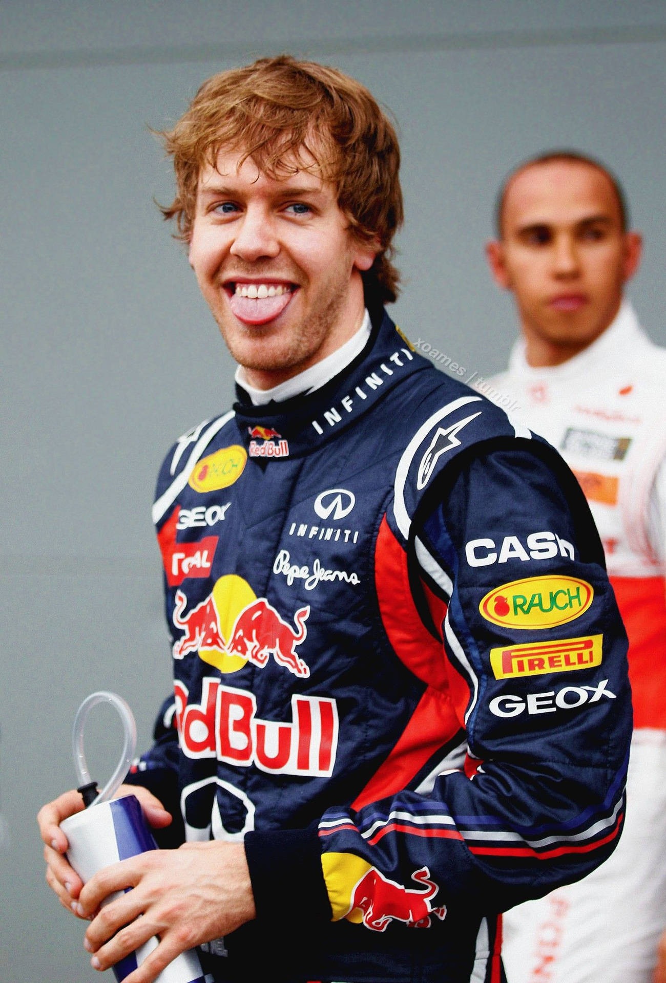 Sebastian Vettel Tongue Out Background