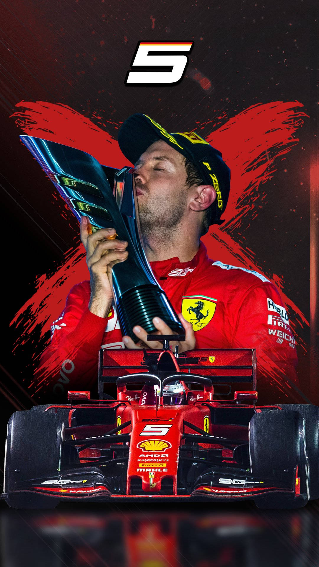Sebastian Vettel With Trophy Edit Background