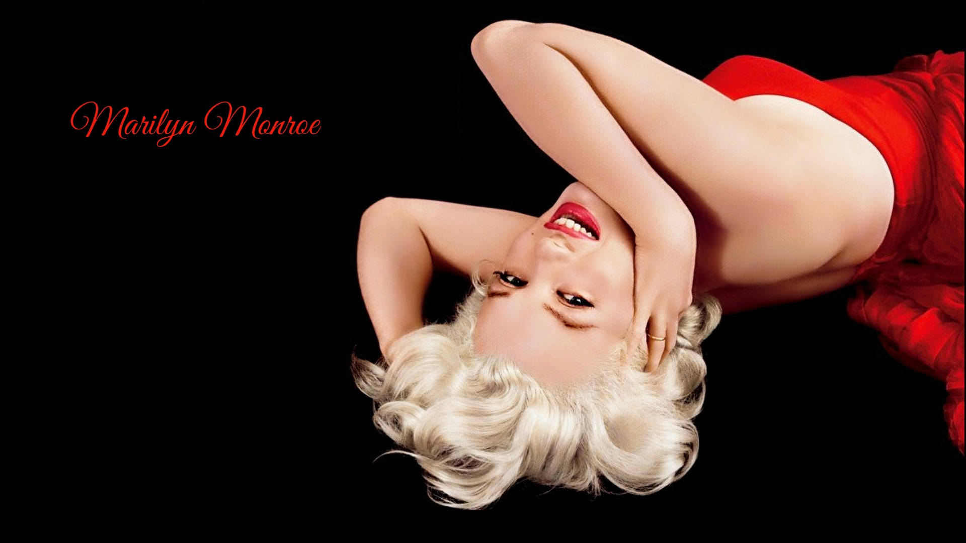 Seductive Marilyn Monroe In Red Dress Background
