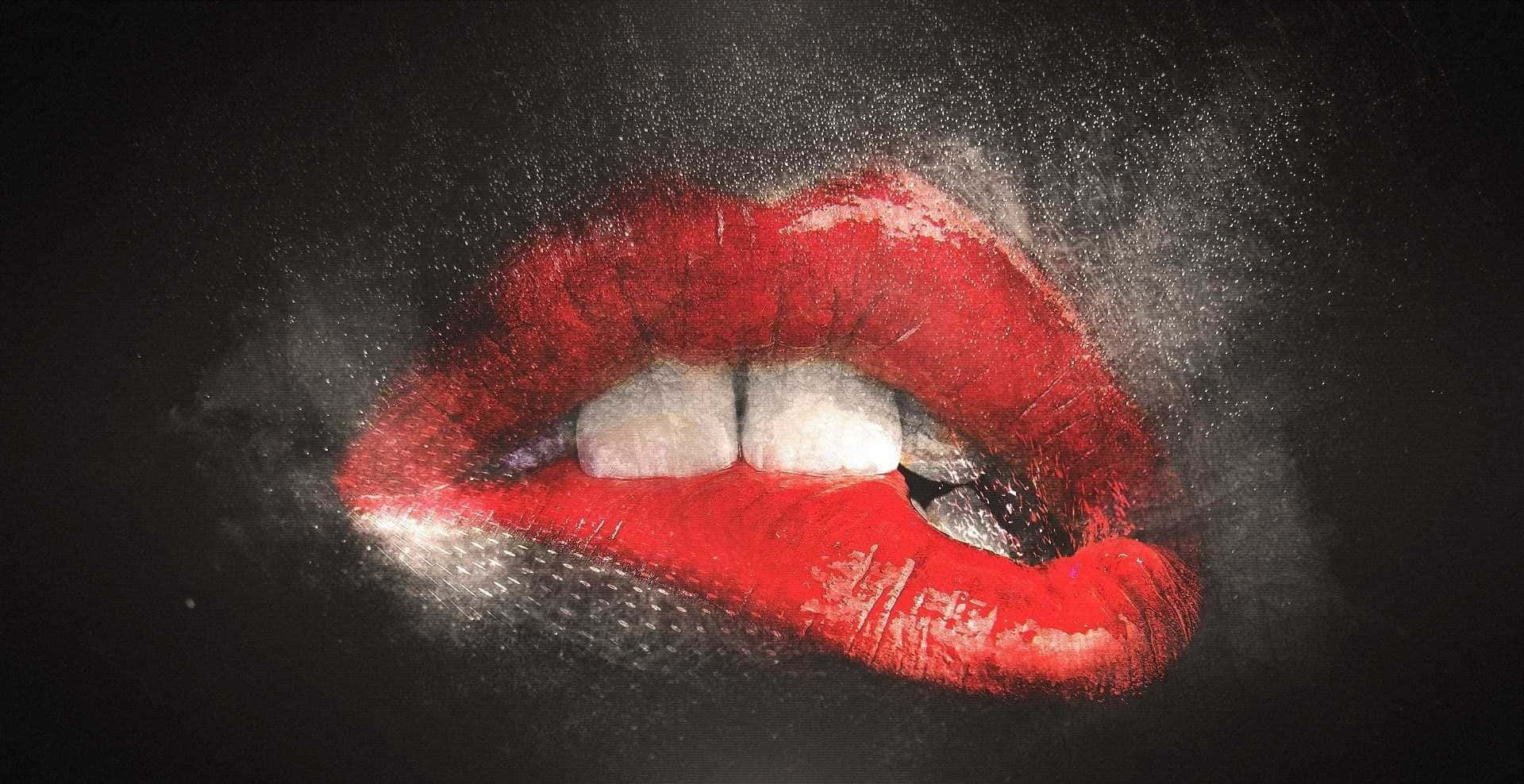 Seductive Red Lips Up Close Background