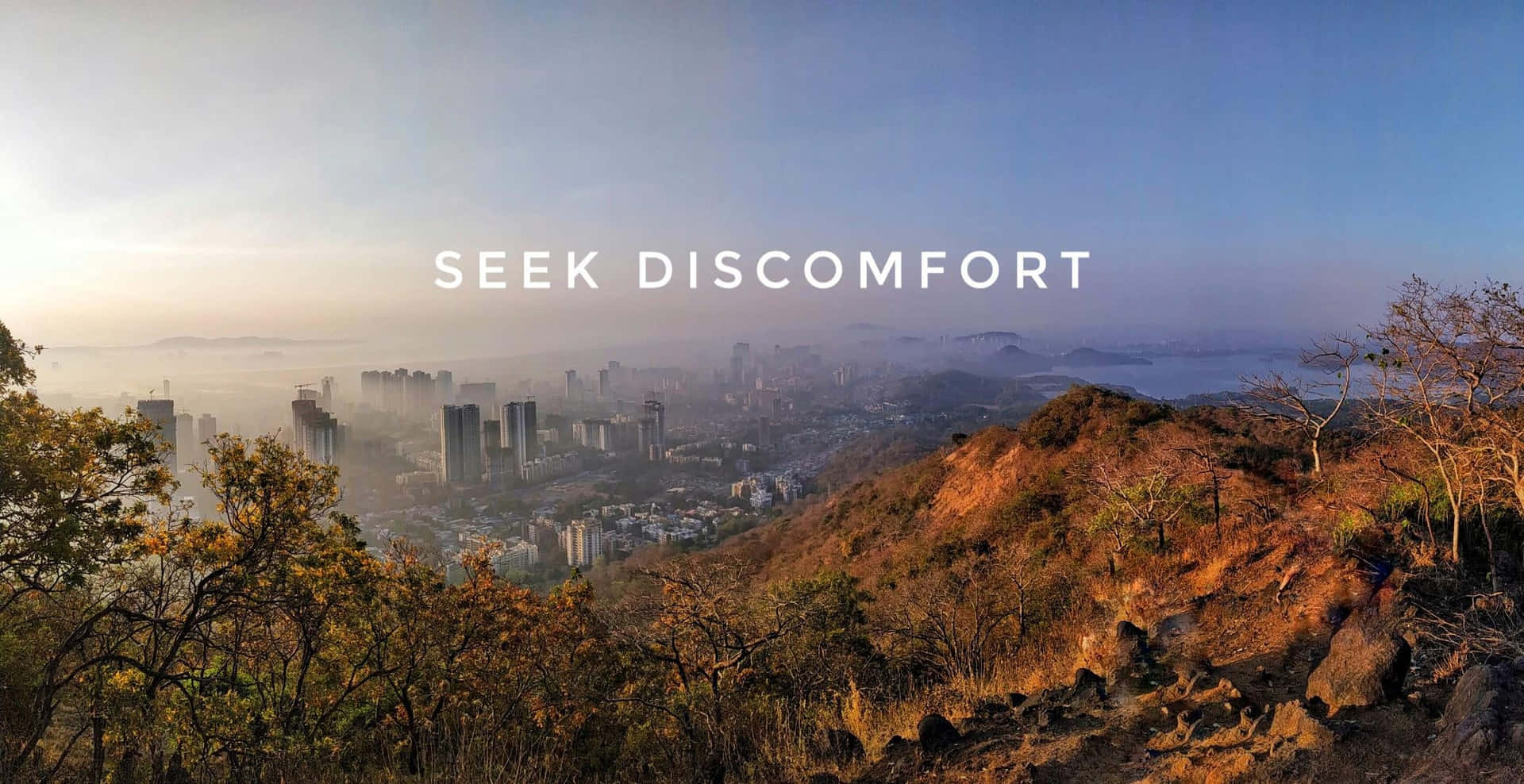 Seek Comfort - A City With Mountains And A City Background