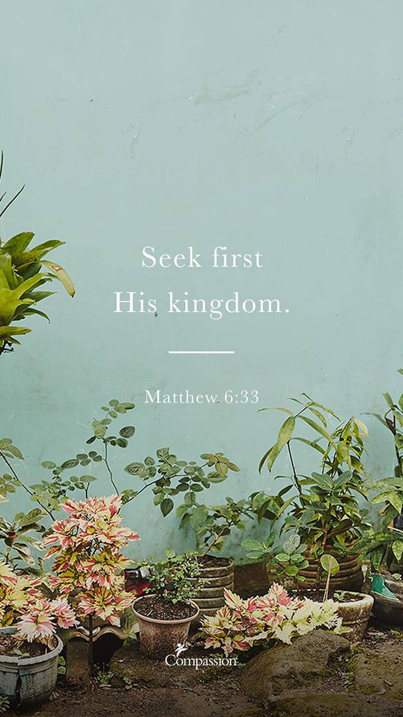 Seek First His Kingdom Matthew633 Inspirational Phone Wallpaper Background