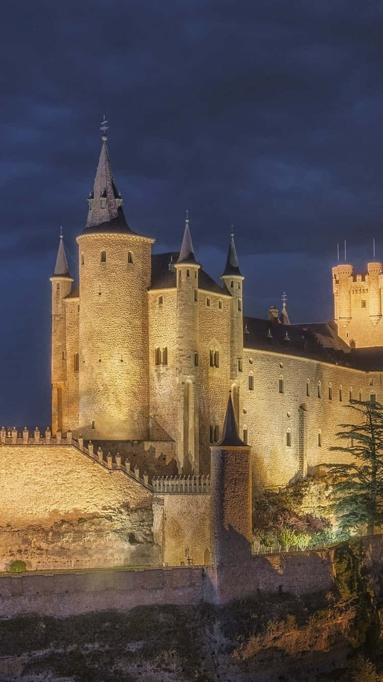 Segovia Castle At Night Background