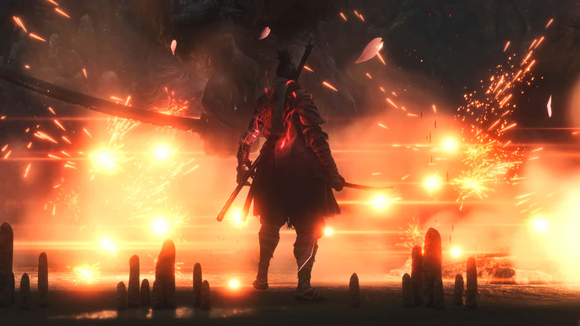 Sekiro Samurai Fireworks Duel4 K Background